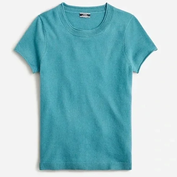 J CREW Turquoise Cashmere Relaxed T-Shirt Size S - Picture 1 of 8